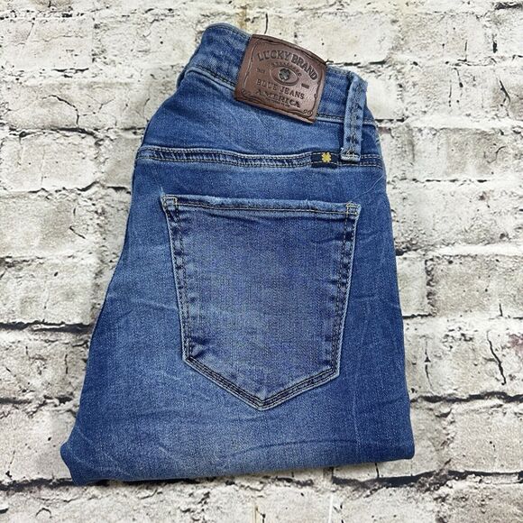 Lucky Brand Jeans Womens 4/27 Blue Sasha Super Skinny Low Rise Distressed Denim‎ - Picture 1 of 14